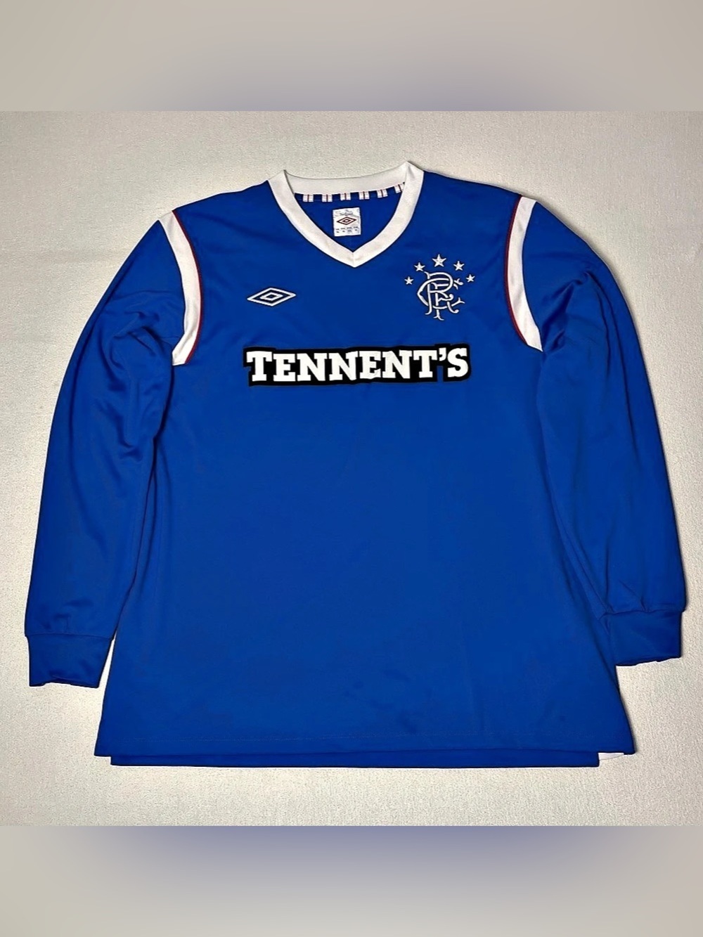 Vintage Umbro Glasgow Rangers Long Sleeve Blue Soccer Football Jersey Mens XL